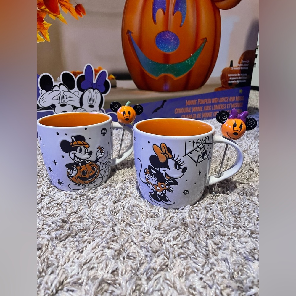Disney Halloween Mickey and Minnie Mouse Mugs - Black and Orange